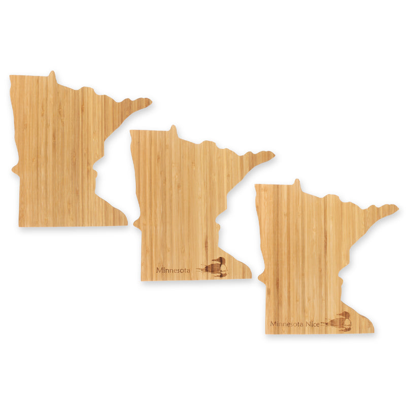 Minnesota silhouette bamboo cutting and serving board all variations 