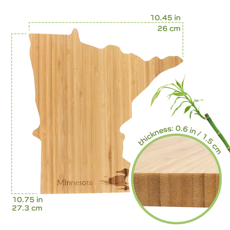 Minnesota state silhouette cutting and serving board dimensions