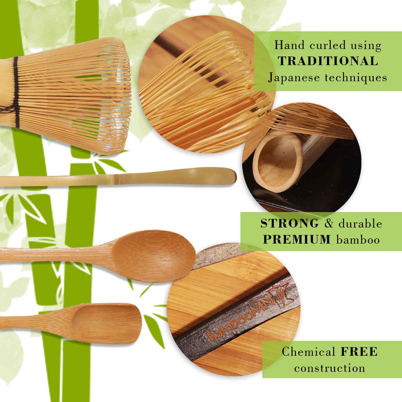 naturally made bamboo matcha utensils