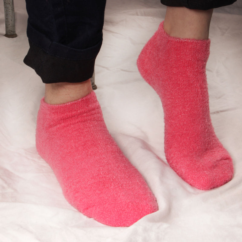red nylon aloe fuzzy socks
