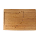 ohio state outlined silhouette bamboo cutting board front view