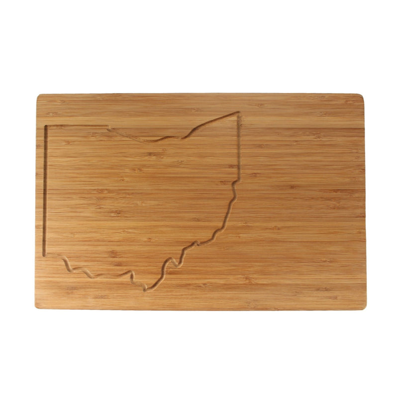 ohio state outlined silhouette bamboo cutting board front view