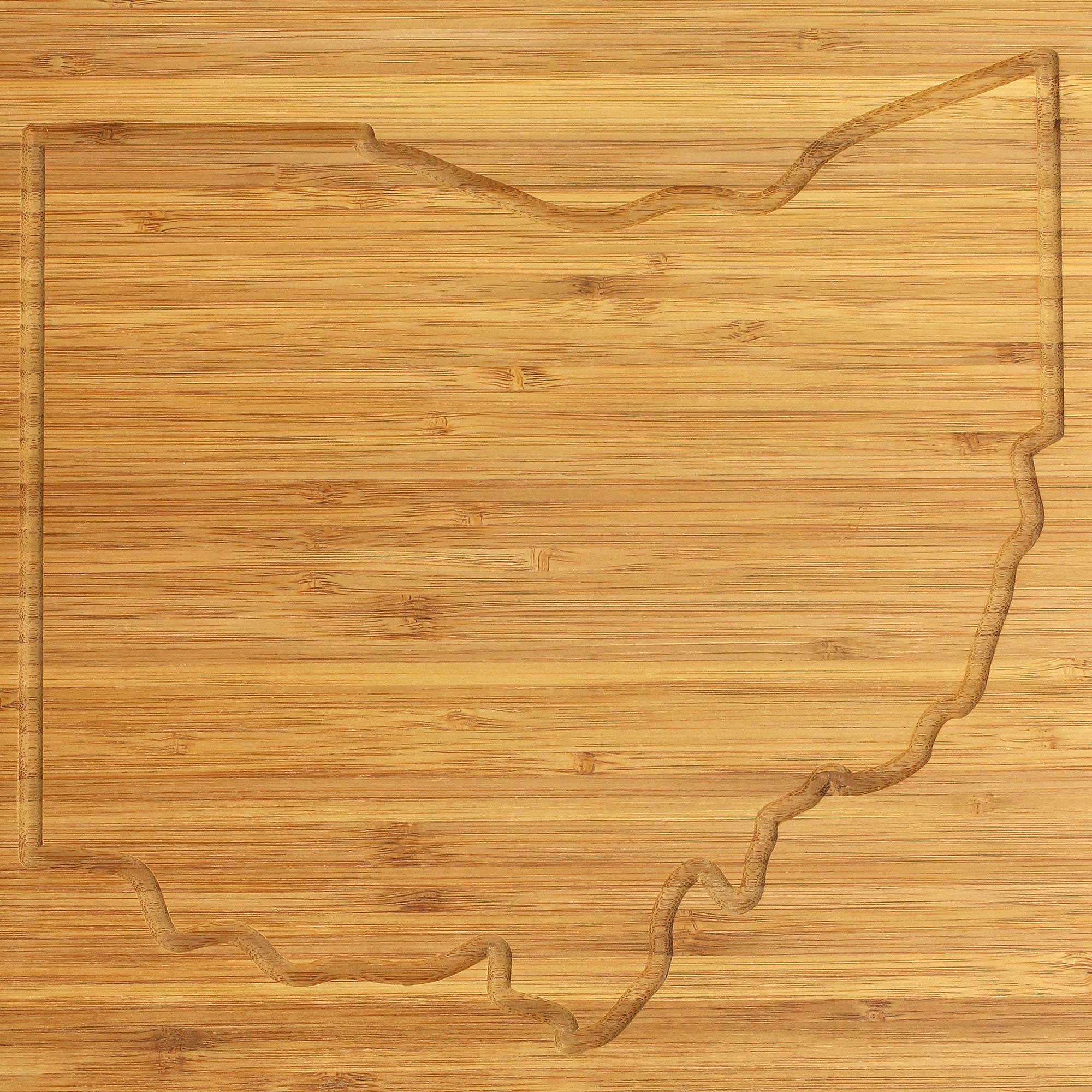 ohio state outlined silhouette bamboo cutting board front zoom on ohio