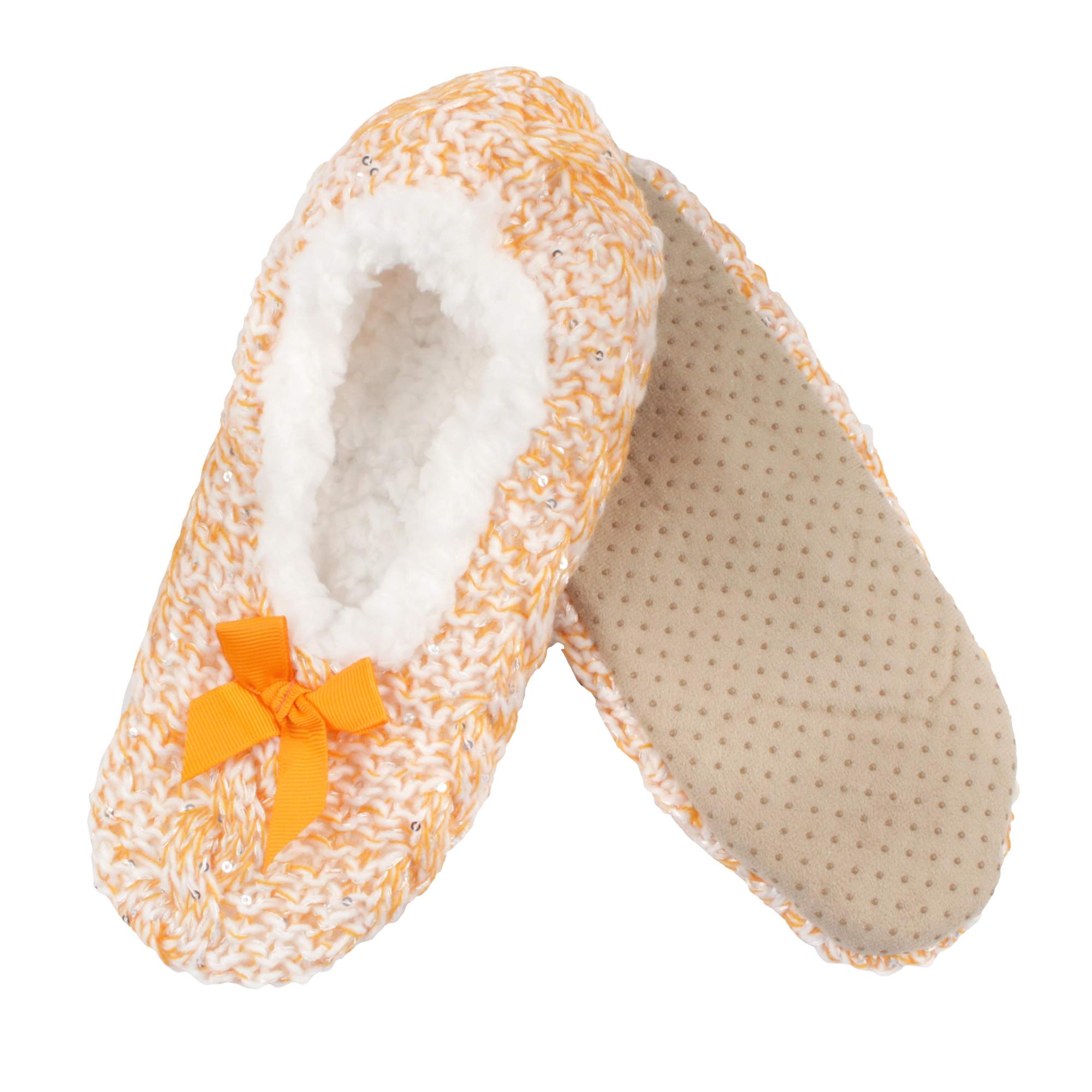 Women's Sequin Non-Slip Lined Furry Slippers: 1 Pair