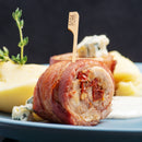 pork label bamboo paddle picks appetizer food plate