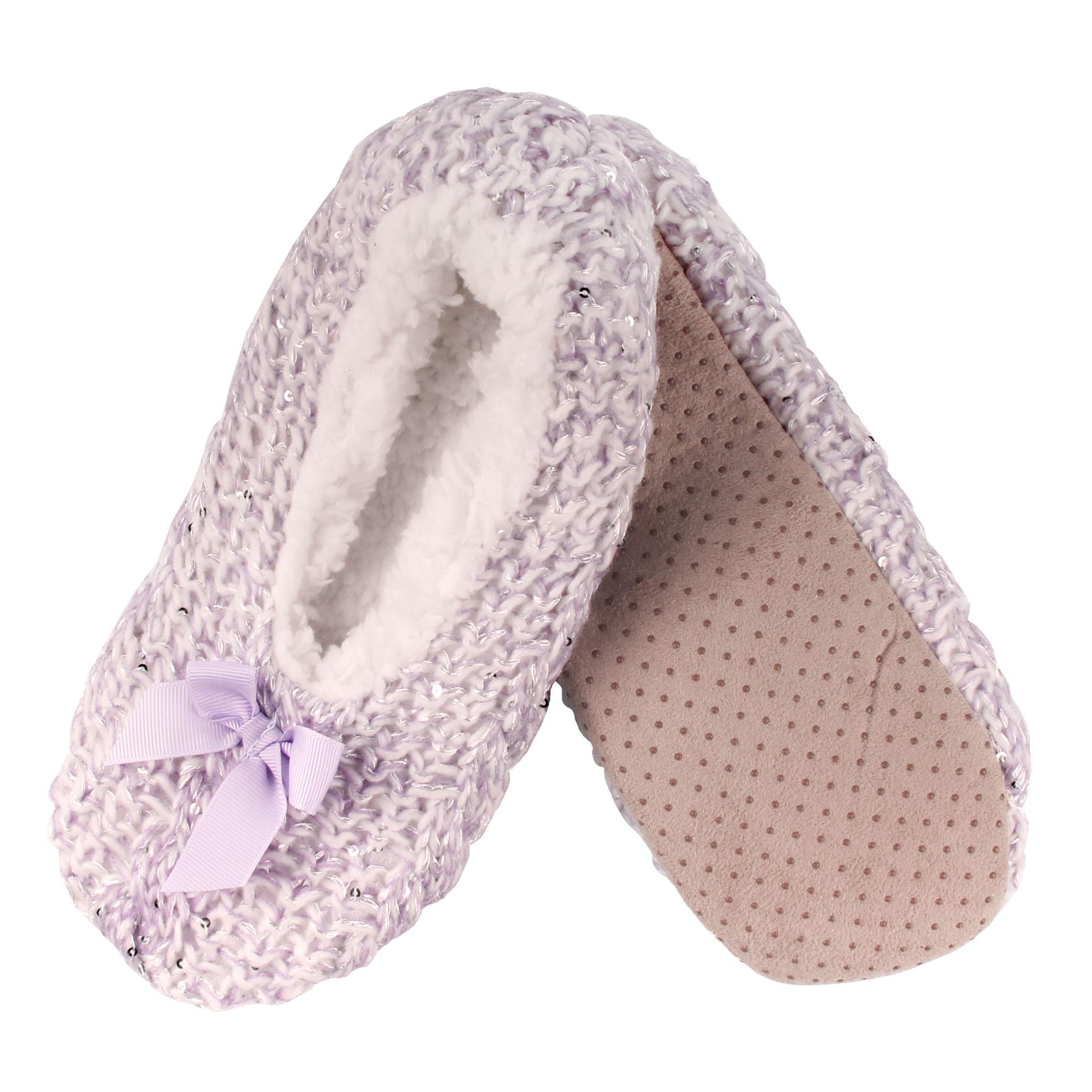 Women's Sequin Non-Slip Lined Furry Slippers: 1 Pair
