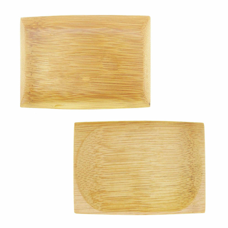 Small Solid Bamboo Dishes - 3.1" x 2.4" Rectangle - Oval Indented