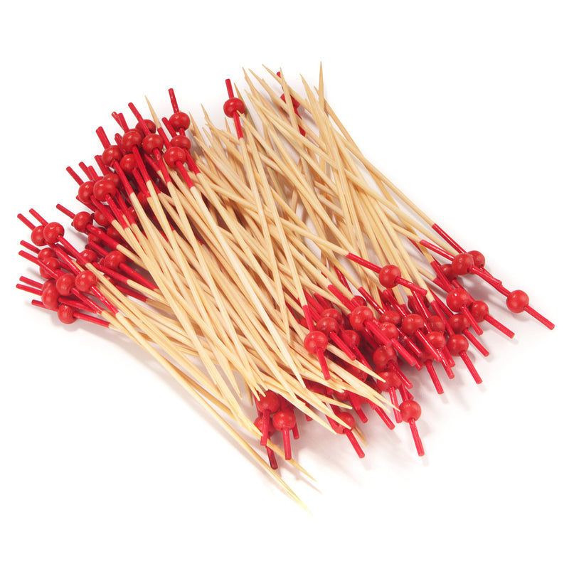 red dipped bamboo ball picks pack