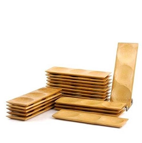 Multicompartment Indented Small Solid Bamboo Dishes - 7 inch x 2.4 inch