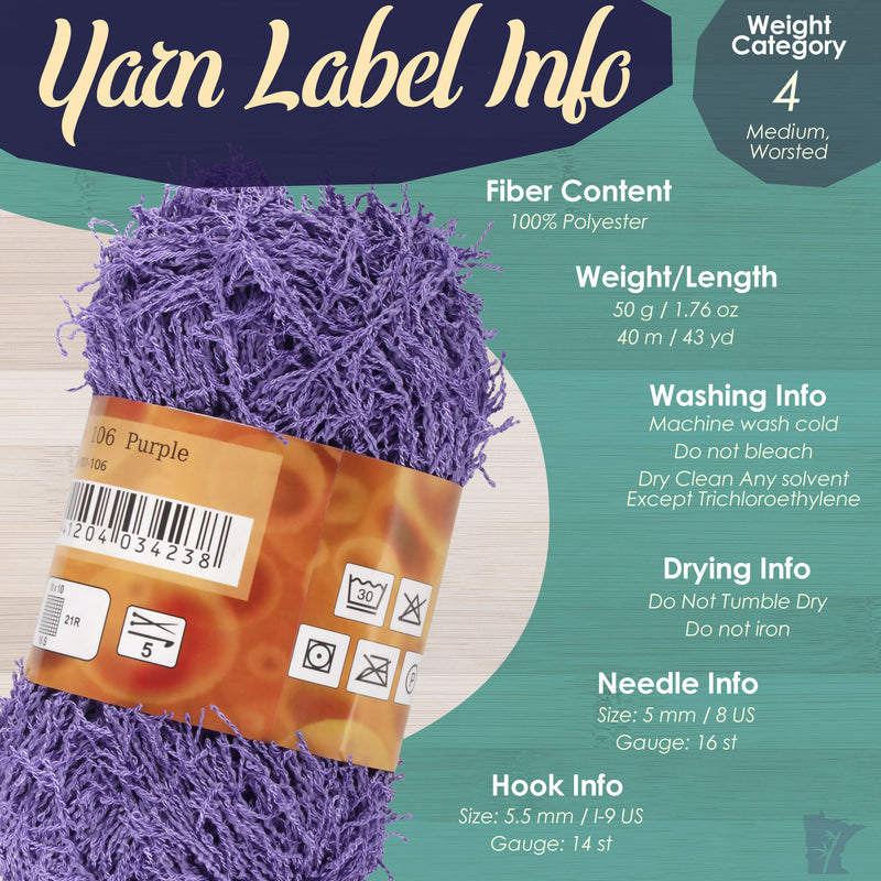 JubileeYarn's Brand New Scrubby Dish Yarn - 4 Skeins - 50g/Skein label information 