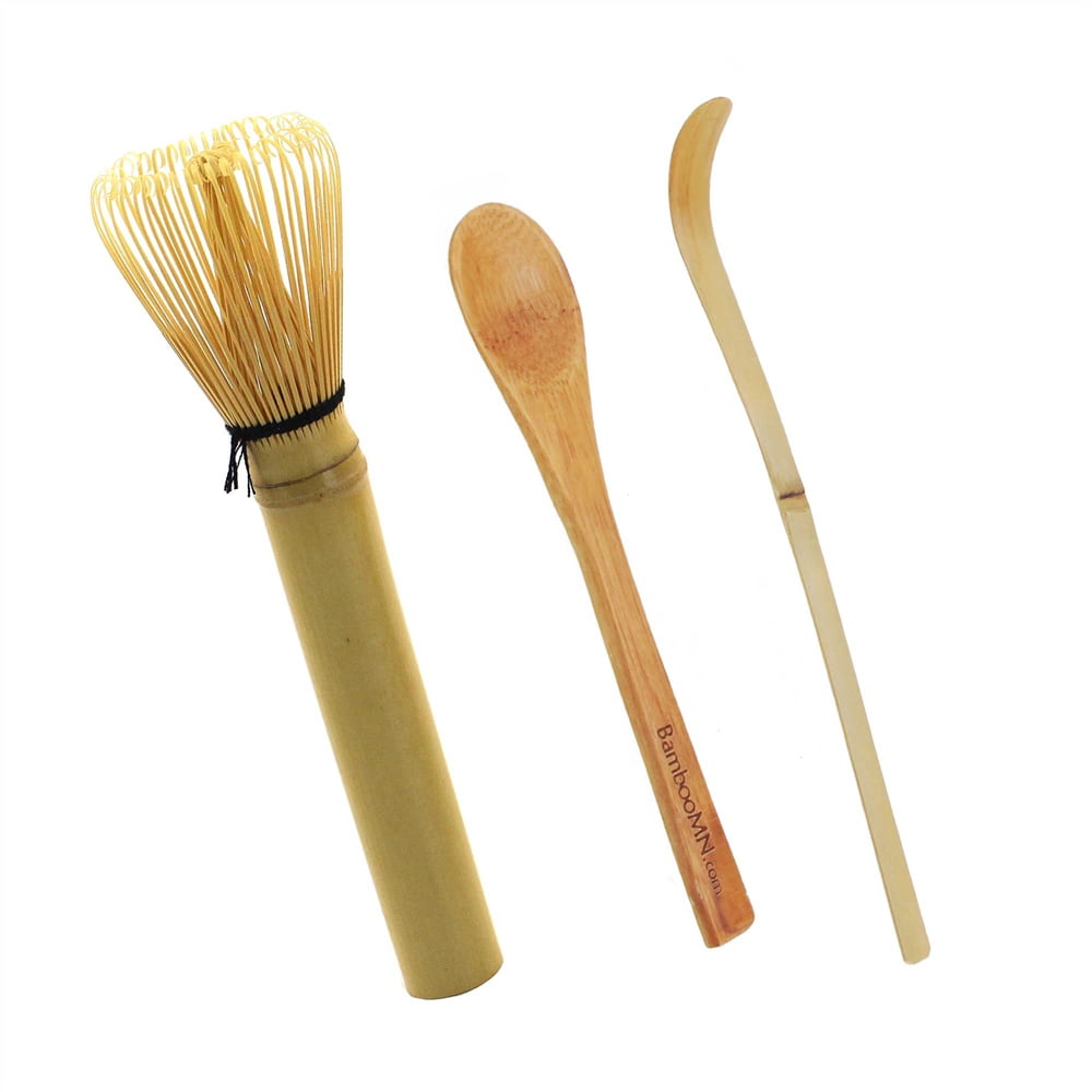 BambooMN Matcha Whisk Set - Golden Chasen (Tea Whisk) + Chashaku (Hooked  Bamboo Scoop) + Tea Spoon - 1 Set - Premium Matcha Set to Prepare a