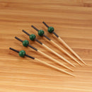 small bamboo ball picks green tops