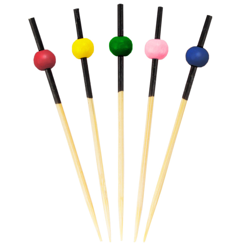 small bamboo ball picks assorted colors