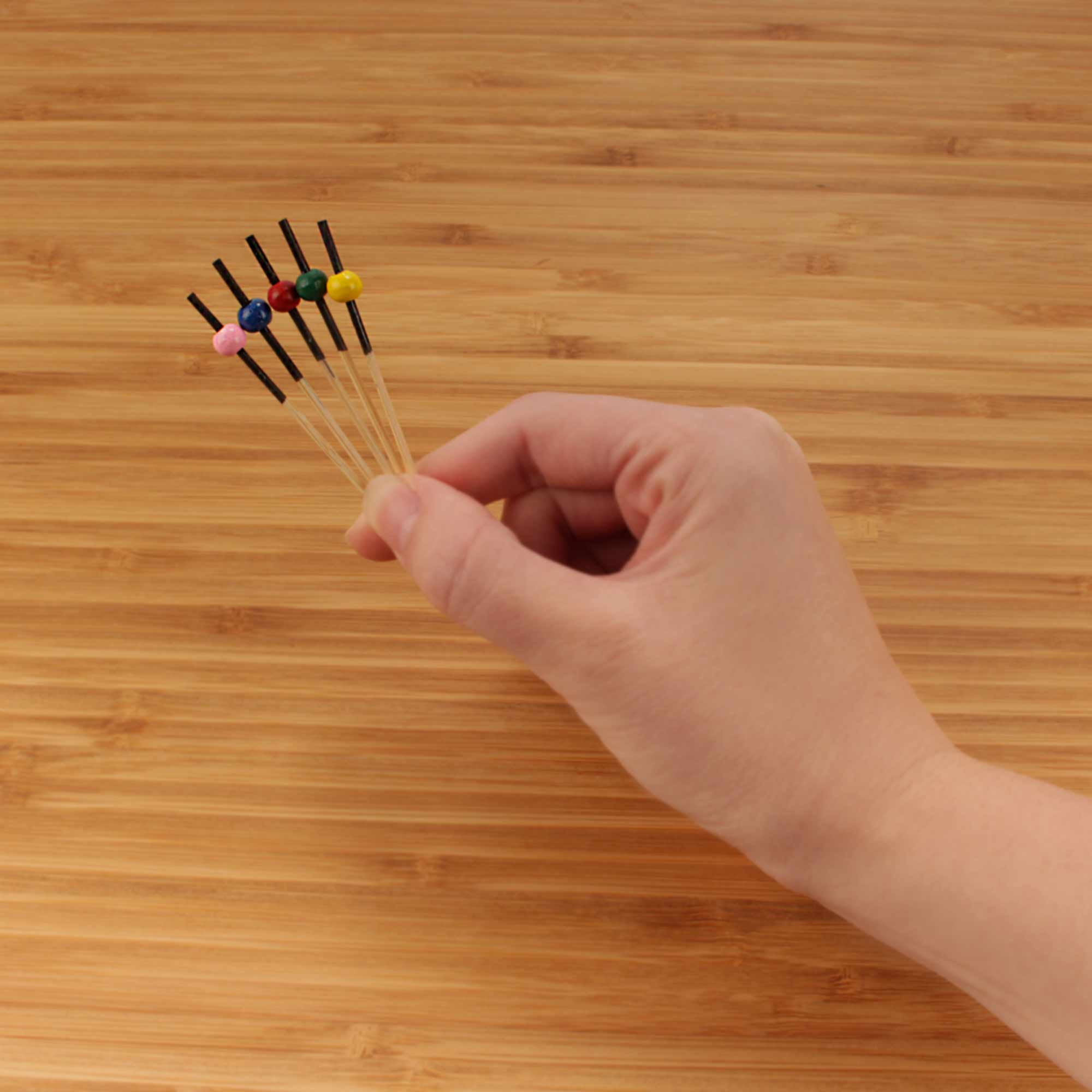 small bamboo ball picks size hand
