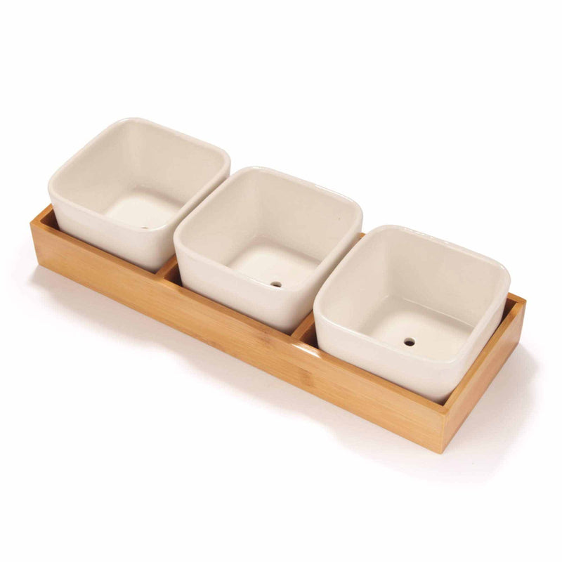 3 square plant pots 3 Square Succulent Plant Pots with Tray