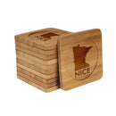 Engraved Bamboo Coaster Set - Square - MN Nice - (10 Coasters/Set)