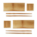 Bamboo Sushi Serving Plates/Trays: 6 Pieces Total, 2 Sets of 7" Plates, Reusable and Eco-Friendly - Chopsticks, and Soy Sauce Dishes Included!
