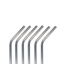 metal drinking straws bent close up 