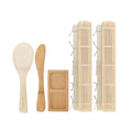 5 Piece Sushi Rolling Kit Set - 2 Natural bamboo mats