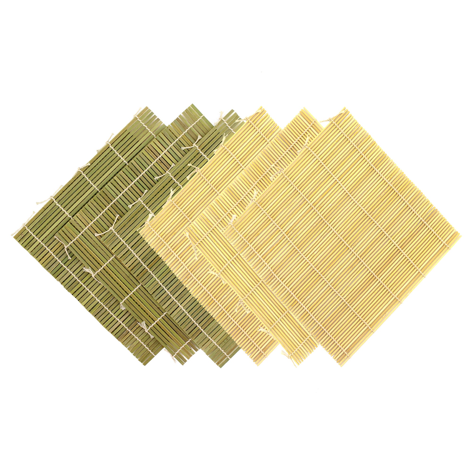 3 green and 3 natural sushi mats