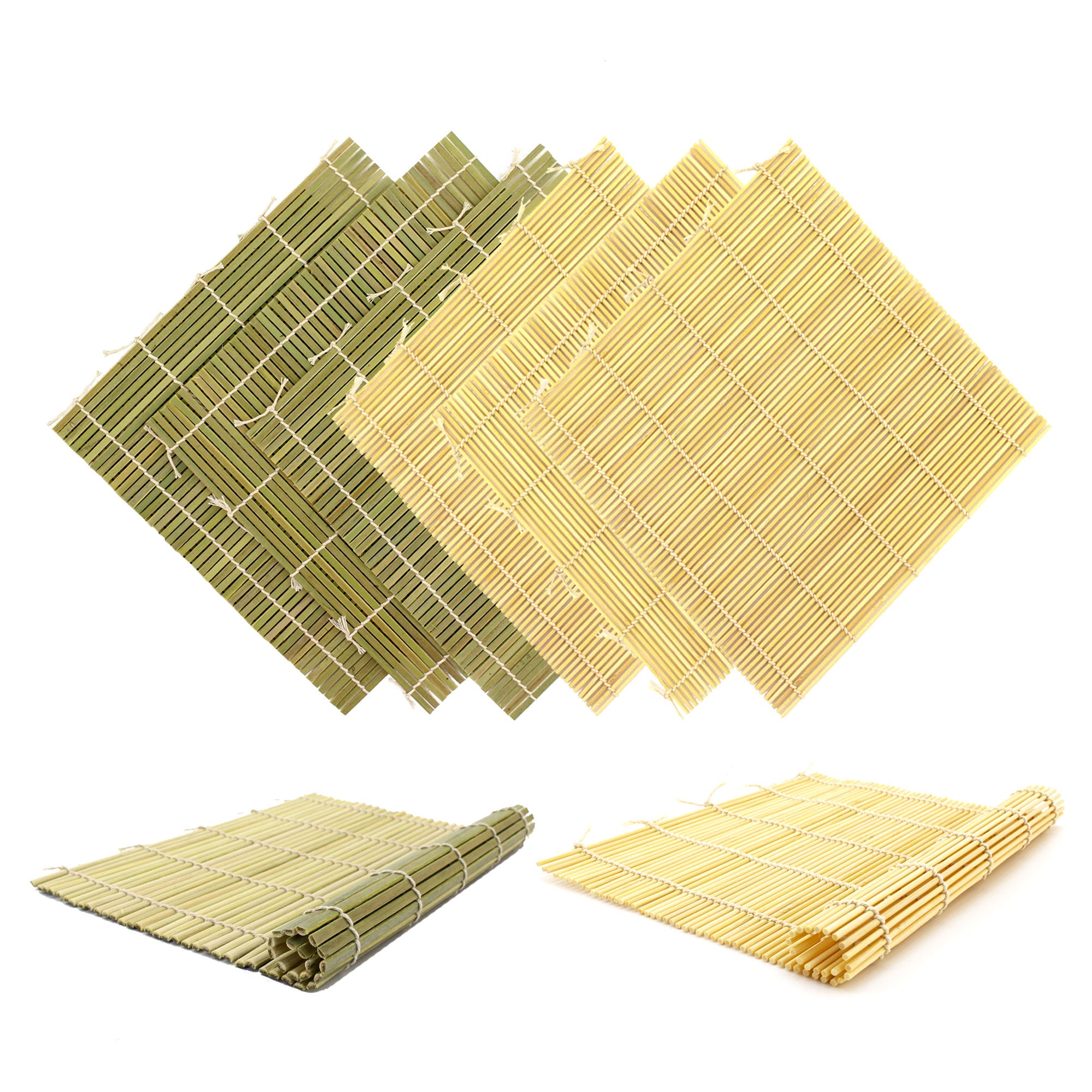 4 green and 4 natural sushi mats