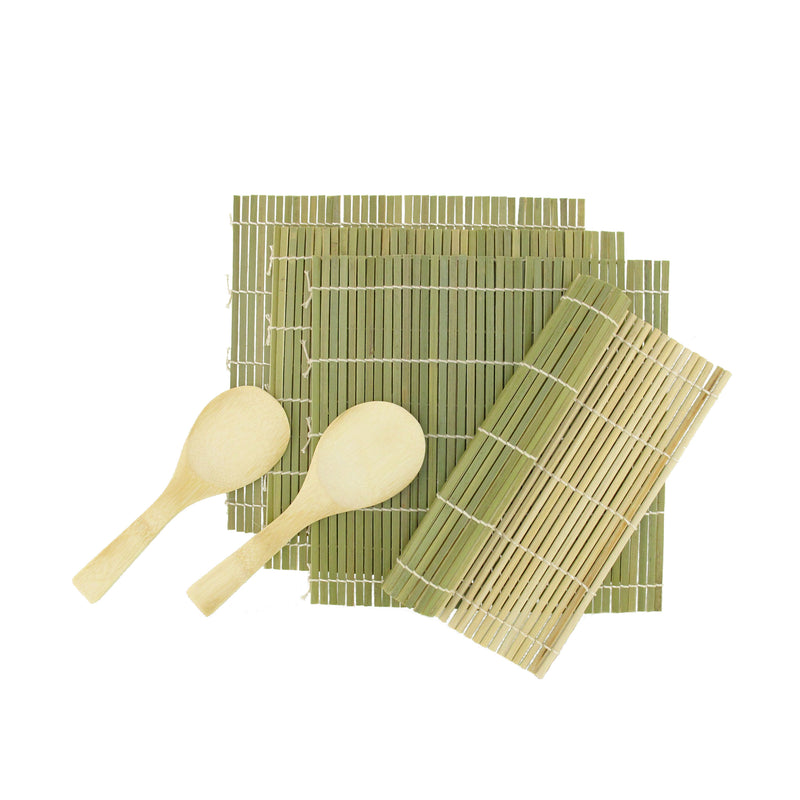 4 green sushi mats and 2 paddles