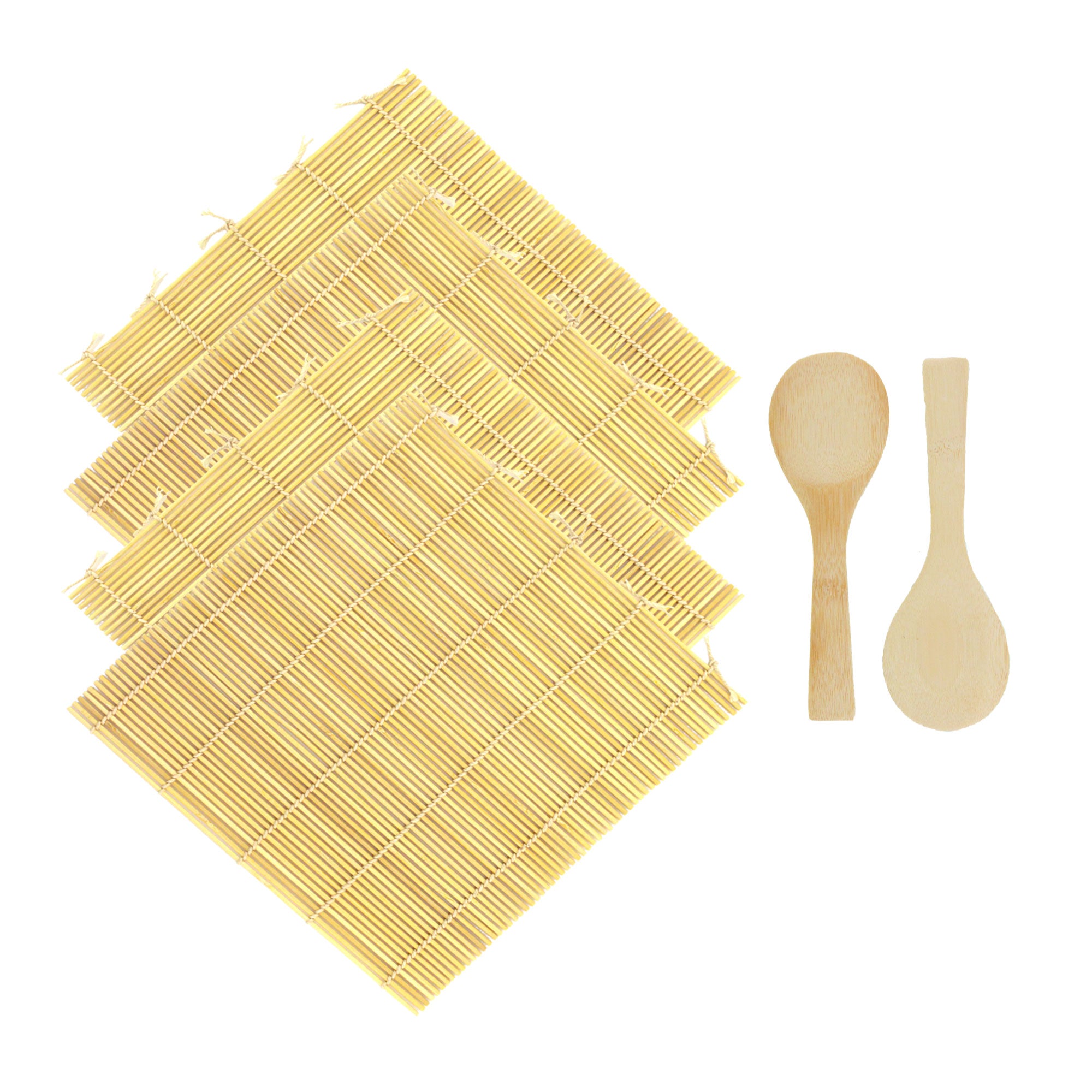 4 natural sushi mats and 2 paddles