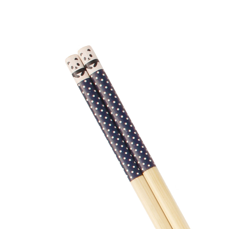 close-up of panda dark navy chopsticks