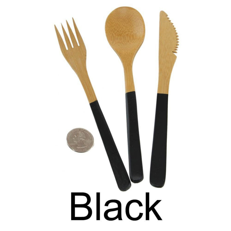bamboo team spirit dinner utensils black