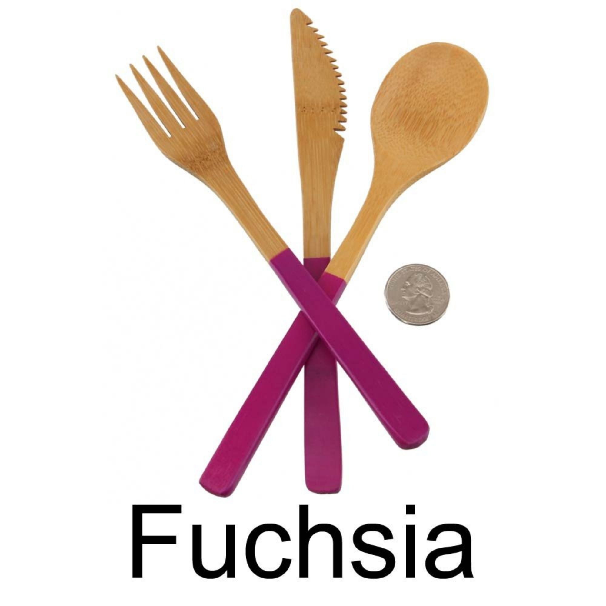 bamboo team spirit dinner utensils fuchsia