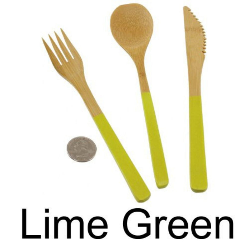 bamboo team spirit dinner utensils lime green