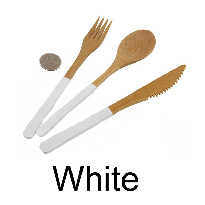 bamboo team spirit dinner utensils white