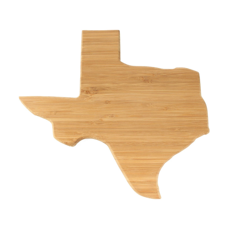 texas state silhouette bamboo cutting board front 