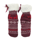 Extra Thick Fuzzy Thermal Fleece-lined Knitted Non-Skid Crew Socks red deer