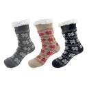 Thermal Fleece-Lined Knitted Non-Slip Crew Socks: 3 Pairs