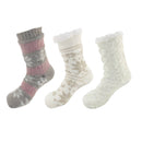 Thermal Fleece-Lined Knitted Non-Slip Crew Socks: 3 Pairs