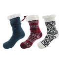 Thermal Fleece-Lined Knitted Non-Slip Crew Socks: 3 Pairs