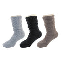Thermal Fleece-Lined Knitted Non-Slip Crew Socks: 3 Pairs