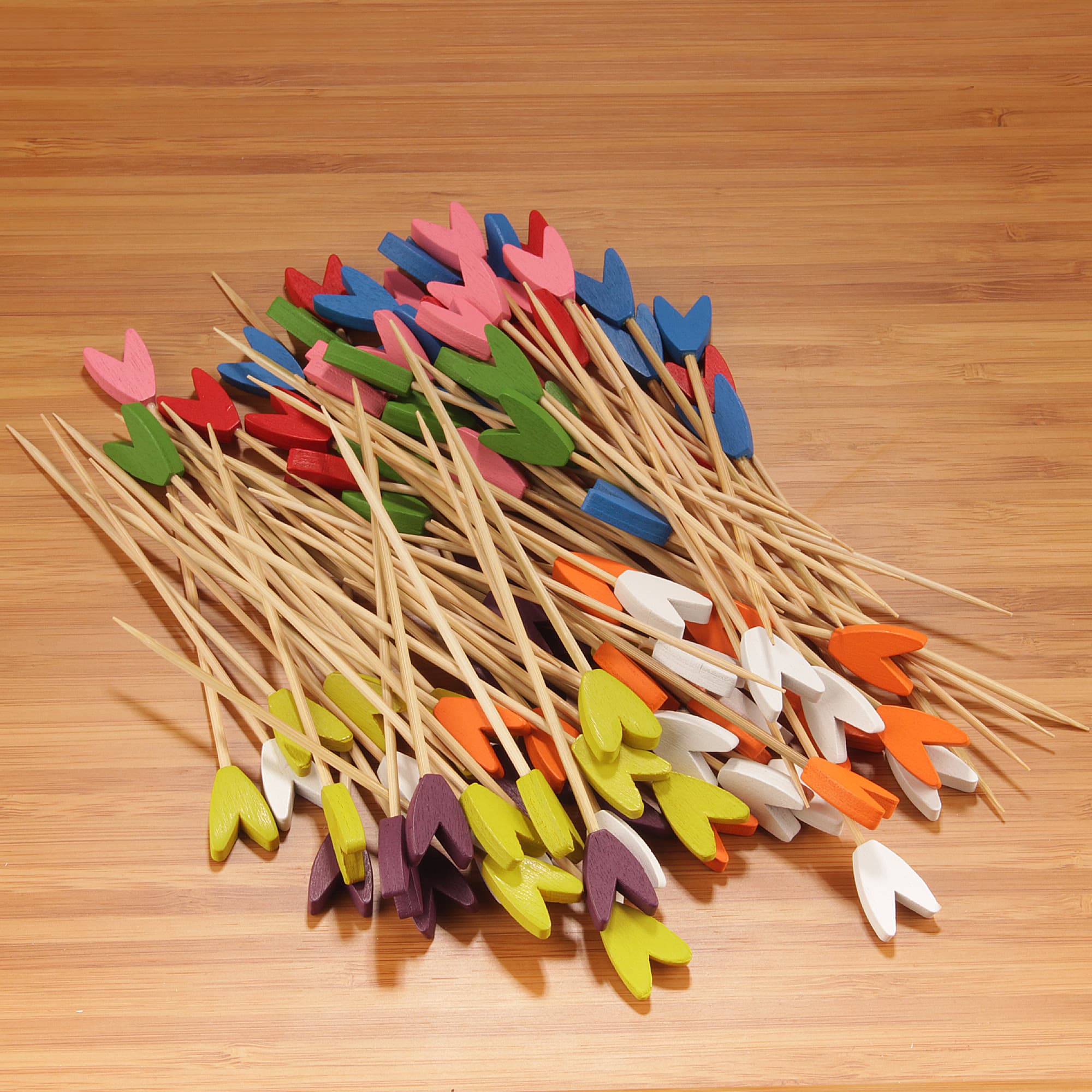 tulip flower spring bamboo picks assorted pack cutting board