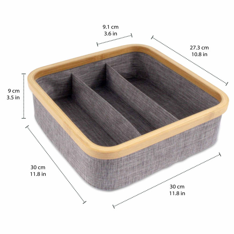 3 Cell Bamboo and Linen Organizer