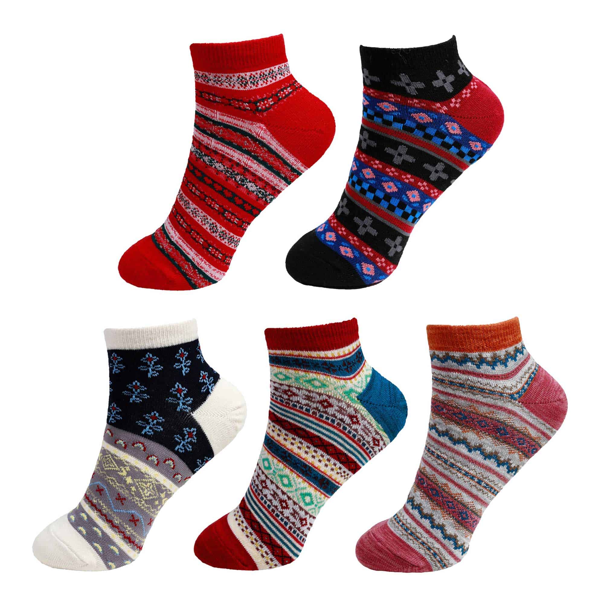 Vintage Style Knitted Colorful Cotton Anklet Socks