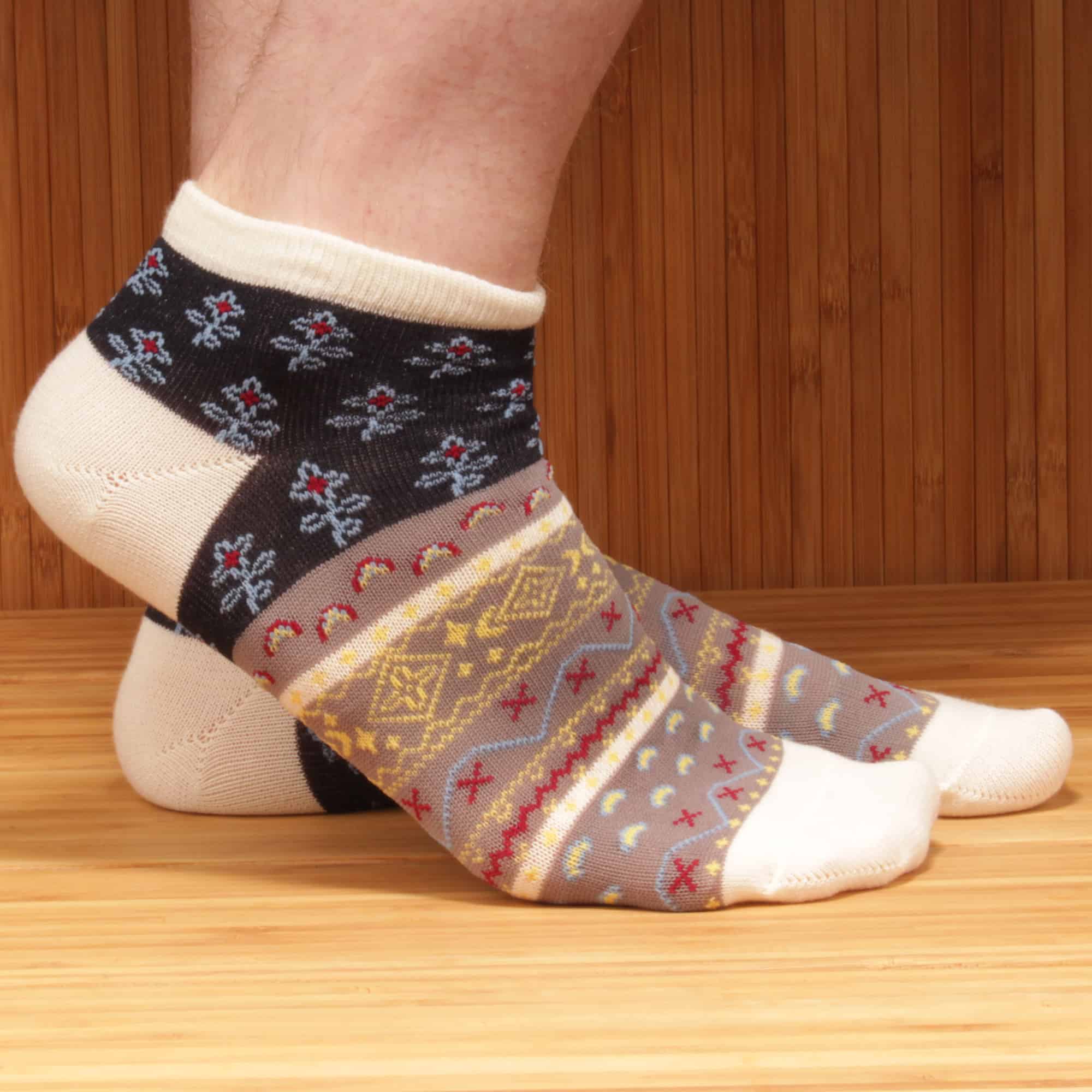 The unique and colorful designs on these socks look great with any outfit