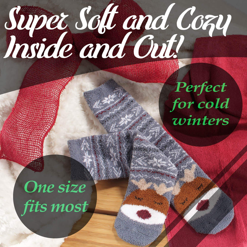 Women's Cute Fuzzy Cozy Super Warm Soft Animal Indoor Outdoor Cabin Crew Socks