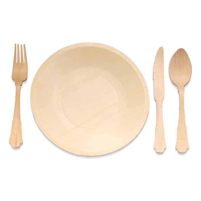 bamboomn Party Set Pinewood Dinnerware