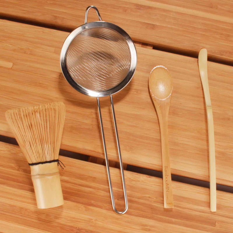 natural tea whisk with strainer set lifestyle image