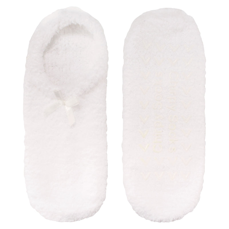 Women's Adult Fuzzy Low Cut Travel Socks with Non-Skid Bottom