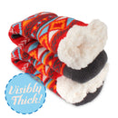 Women's Classic Winter Fleeced Thermal Cabin Crew Socks visibly thick