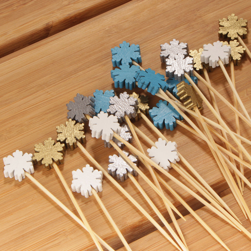 winter snowflake bamboo picks assorted