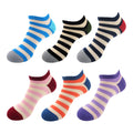 womens assorted color striped bamboo ankle socks