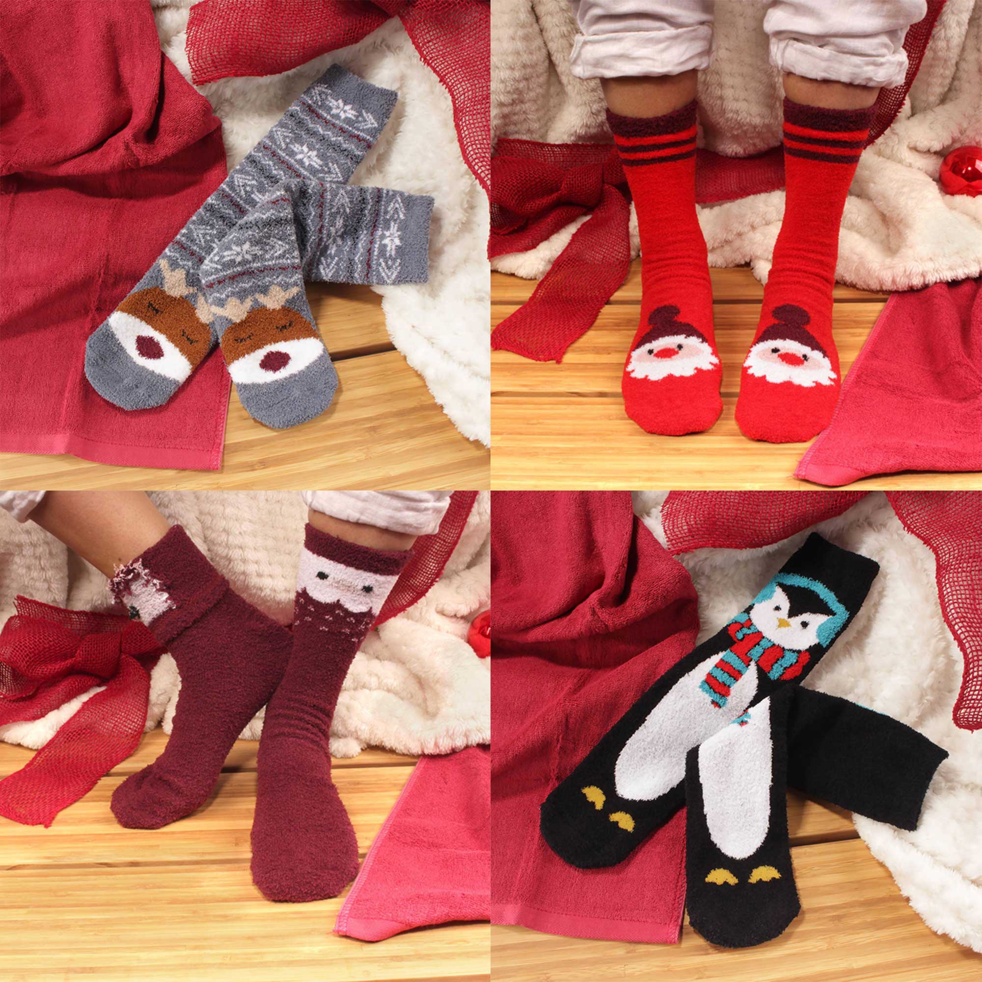 Christmas fuzzy crew socks